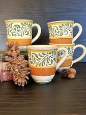 Pier 1 Umbrina Mugs Set of 4 Handpainted Earthenware Made in Italy picture