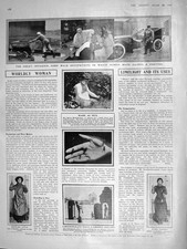 Original Old Antique Print 1909 Women Work Wasps Black-Hawkins Shadowgraph 20th picture