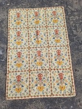 Vintage French Hand Knotted Folk Art Wool Multicolor Rug 4.5x3ft picture
