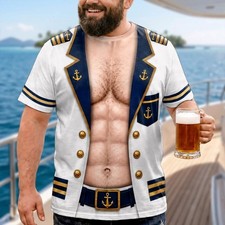Personalized Funny Captain All Over Print T-shirt 3D Printing Hairy Chest picture