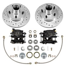 For 1964-72 Chevy GM F GM A bodies Drilled & Slotted Disc Brake Kits 5x4.75 Bolt picture