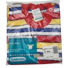 VTG Toddletime Striped Polo Shirt Size 12 Months Multi Color New Made In USA 80s picture