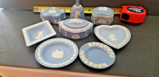 Wedgwood Blue Jasperware Trinket Boxes Trays Bell Lot Of 8  LB10 picture