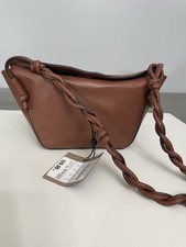 Massimo Dutti Cognac Brown Braided Crossbody Shoulder Bag New With Tags picture