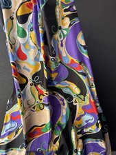 Emilio Pucci Italian Deadstock 100% Silk Twill Fabric By The Yard  Logo picture