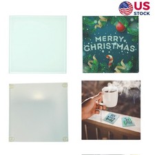 US Stock 120Pcs 3.9in Square Glossy Sublimation Glass Coasters w/ Anti Slip Pads picture