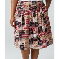 ModCloth Retrolicious Texas BBQ Skirt 1X Rockabilly Pinup Cotton USA Made picture