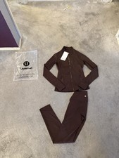Lululemon Nulu Define Jacket and Leggings Set Brown Size 4 NWT picture