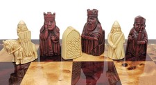 Antique White & Red Mini Isle of Lewis Chess Men Set 2 3/8