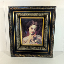 Victorian Ornate Wood Carved Picture Frame With Restoration Note picture