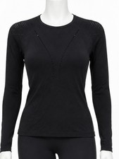 LULULEMON Women’s Long Sleeve Crew Neck Black Top Pullover Stretch Size 6 picture