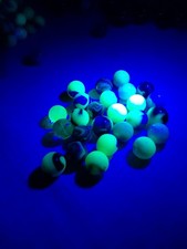 UV JABO 5/8 Uranium Vaseline Fluores. Used Vintage Glass Marbles Lot Of 23 picture