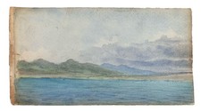 Antique April 1900 Watercolor Painting Honolulu Harbor Hawaii picture
