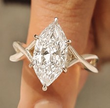 IGI 3 Ct Dutch Marquise E/VS1 Lab Grown Diamond Engagement Ring 14k Yellow Gold picture