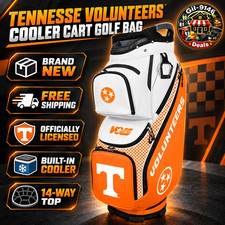Big Sale Tennessee Volunteers WinCraft Clubhouse Cooler Cart Golf Bag 14-Way Top picture