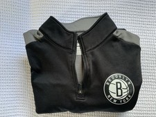 Brooklyn Nets Fanatics Branded Men’s Size Large 3/4 Zip Pullover Black and Grey picture
