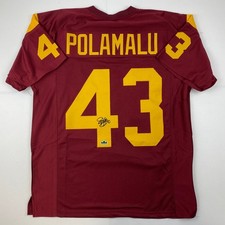 Facsimile Autographed Troy Polamalu USC Maroon Laser Jersey Size Men's XL picture