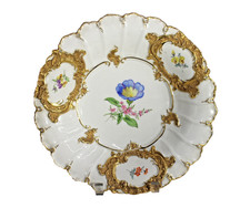 Meissen B Form Blue Floral Cabinet Plate Charger Bowl Gold Gilt  11 5/8