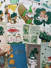 Vintage Used 50s / 60s Paper St Patrick’s Day Holiday Greeting Cards Lot 20pc picture