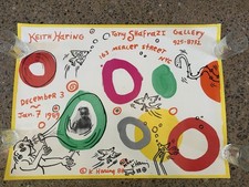 Original Signed Doodled Keith Haring Exhibition Poster Tony Shafrazi Gallery ‘88 picture