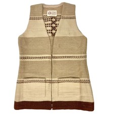 Vtg Thabana Li Mele Handmade Woven African MOHAIR Tapestry Hippie Boho Knit Vest picture