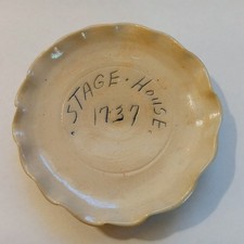 Antique Stoneware Plate Stage House Date 1737 picture