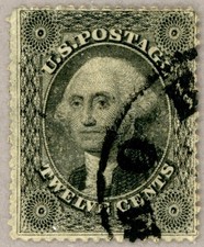 US Scott#36 1857 12c Washington, unobtrusive cancel, no faults picture