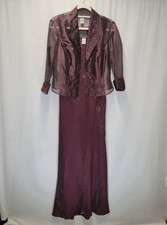 Alex Evenings Women's Size 12 Maxi Dress Sheer Jacket Burgundy Beaded AS IS picture