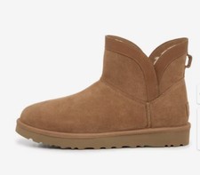 UGG Women's Brown Classic Mini Lunara Suede Shearling Lined Boots NEW US 9 picture