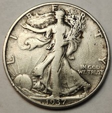 1937 P Walking Liberty Half Dollar 90% Silver 50c US Coin Fine Walker WL-37BF picture
