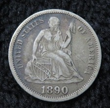 1890 Seated Liberty Dime * Better Grade * Full Liberty * 6743 picture