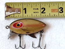 Rare 1970s Clark Water Scout Wooden Steelback Shiner Fishing Crankbait Lure picture