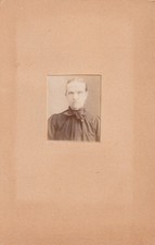 Antique Photo Stern Victorian Woman Studio Portrait Fashion Mounted Tiny picture