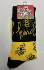 Sillies Socks Bee Kind One Size Crew Medium Cushion 70% Cotton Yellow Black New picture