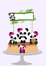 Personalized Playful Cute Panda Bear Cake Topper picture