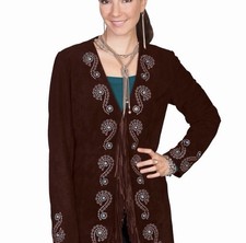 NWT Scully Women’s Brown Western Fringe Embroidered Lined Jacket Size L picture