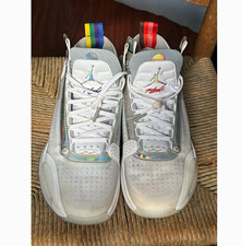 Jordan Air Jordan 34 Men's High Top Athletic Sneakers White/Silver Lace Up picture