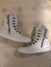 Balmain Men’s White High-Top Sneaker Solid Lace-Up with Side Zip Closure picture