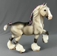 Vtg Breyer Reeves Horse Classic Shire A #627 Matte Dapple Grey Red White Ribbons picture