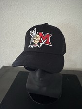 MIAMI OHIO OH INDIANS REDSKINS REDHAWKS BLACK LOW CROWN ADULT TRUCKER HAT NEW picture