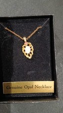 Vintage Van Doran Unsigned Ruby Accent & Opal Pendant Necklace 18” Gold Tone picture