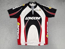 Longoni Cycling Jersey Mens Large Black White Red Graphic 1/4 Zip Pockets Top picture