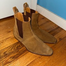 Oro Los Angeles Men's Brown Suede Chelsea Boots Size 10 Handmade in Spain picture