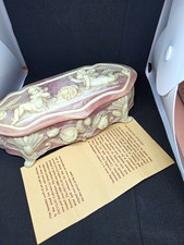 Incolay Studios Trinket Box Cherub Floral Hinged Lid Felt Lined Pink/White picture