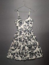 Vanity Room Nordstrom Rack Womens White Black Rose Floral Sleeveless Dress Small picture