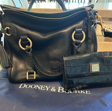 Dooney & Bourke Large Florentine Shoulder Bag Purse Black New with D&B wristlet picture