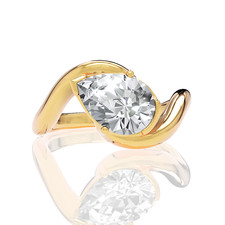IGI Certified 2.60 CT Pear Cut Lab Grown Bezel-Set Solitaire Engagement Ring picture