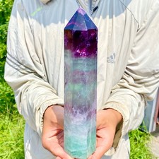 2.6LB Large Natural colored fluorite crystal column obelisk healing specimen picture