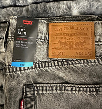 Levi's Men's 511 Slim Stone Wash Stretch Gray Denim Jeans 5-Pocket Logo picture
