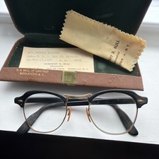 Vintage 1964 22-46mm - 5 3/4 Thick Black Eyeglasses USA 12k gold picture